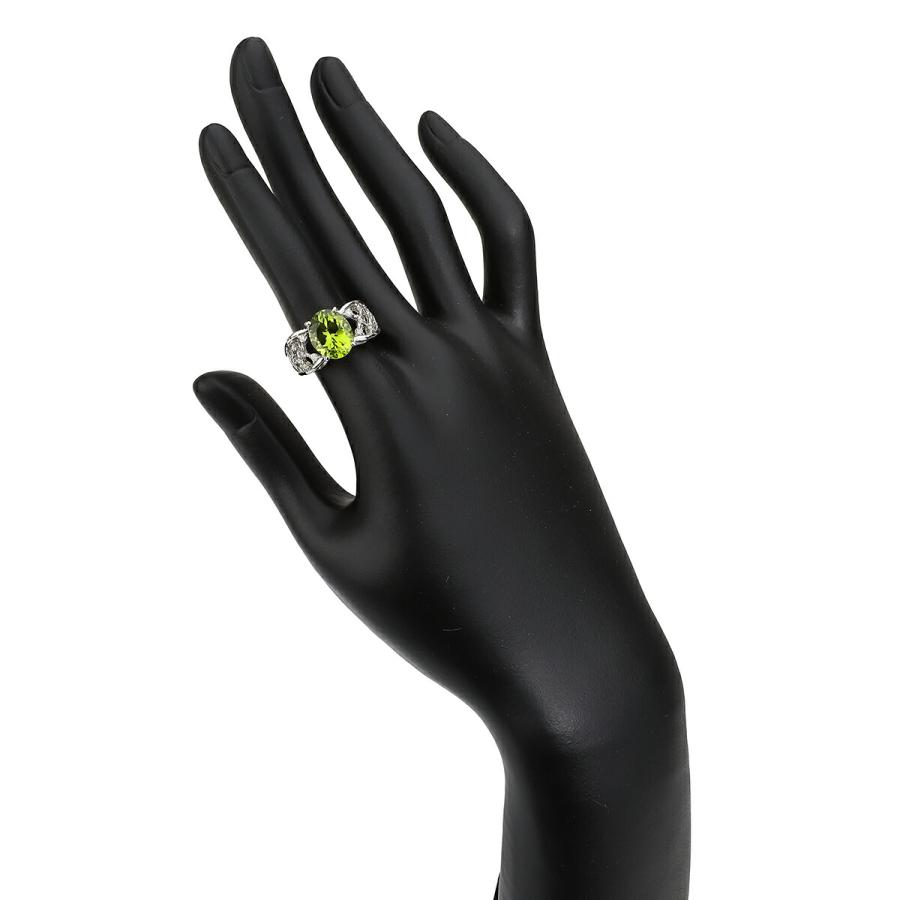 リング 指輪 ペリドット 3.5ct ダイヤモンド 0.3ct Pt900 13号 中古  