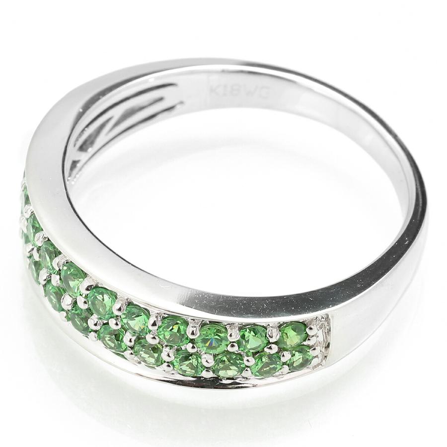 グロシュラライトガーネット 0.75ct ホワイトゴールド K18WG リング 14 