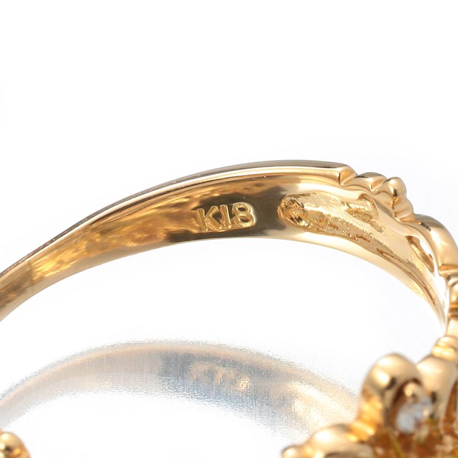 ティアラデザインリング 指輪 ペリドット ダイヤモンド K18 8号 中古  