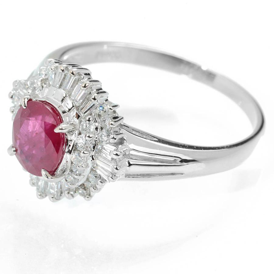 ルビー 1.02ct ダイヤモンド 0.45ct プラチナ Pt900 ヘイローデザイン