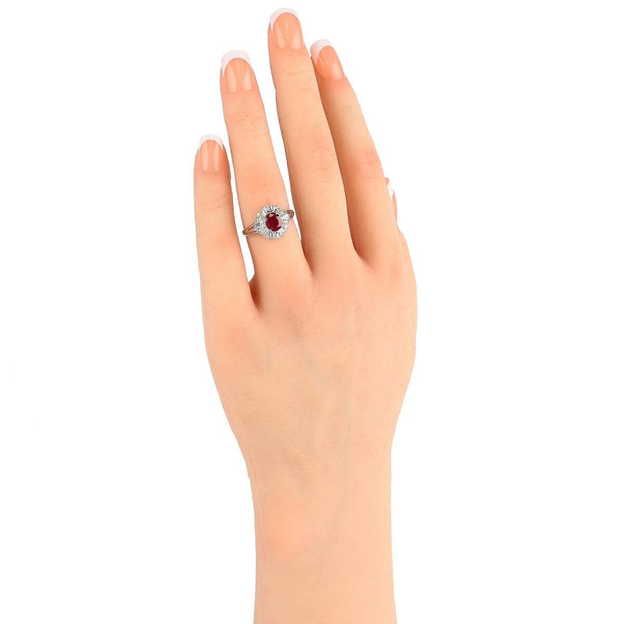 ルビー 1.02ct ダイヤモンド 0.45ct プラチナ Pt900 ヘイローデザイン