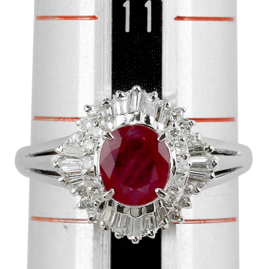 ルビー 1.02ct ダイヤモンド 0.45ct プラチナ Pt900 ヘイローデザイン