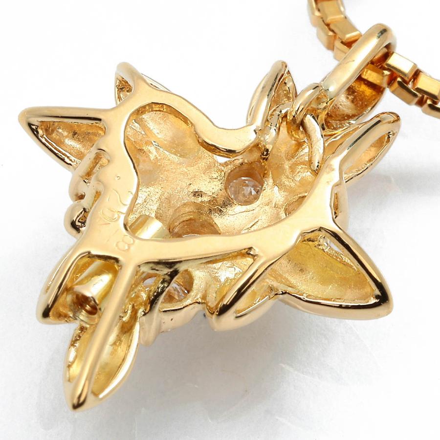 フラワーモチーフペンダントネックレス ダイヤモンド 0.20ct イエロー 