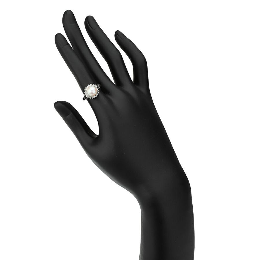 パールリング 指輪 真珠 7.8mm ダイヤモンド Pt900 11号 中古  