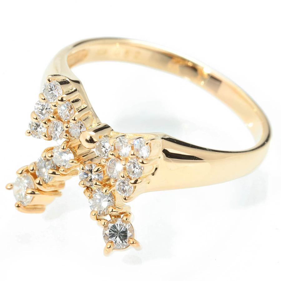 リボンモチーフリング 指輪 ダイヤモンド 0.52ct イエローゴールド 
