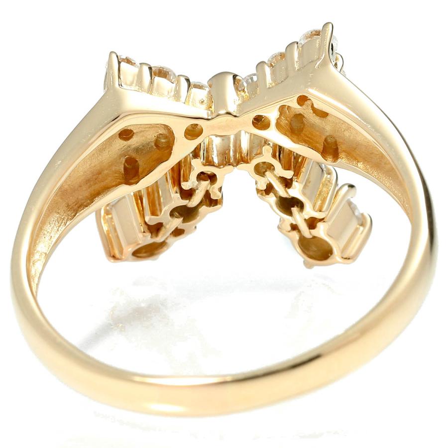 リボンモチーフリング 指輪 ダイヤモンド 0.52ct イエローゴールド 