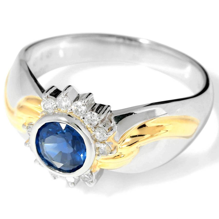 ブルーサファイア 0.9ct ダイヤモンド プラチナ Pt900 リング 15号 