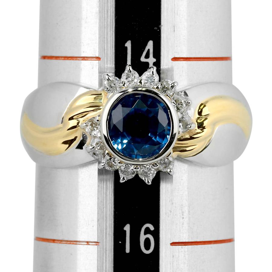 ブルーサファイア 0.9ct ダイヤモンド プラチナ Pt900 リング 15号 