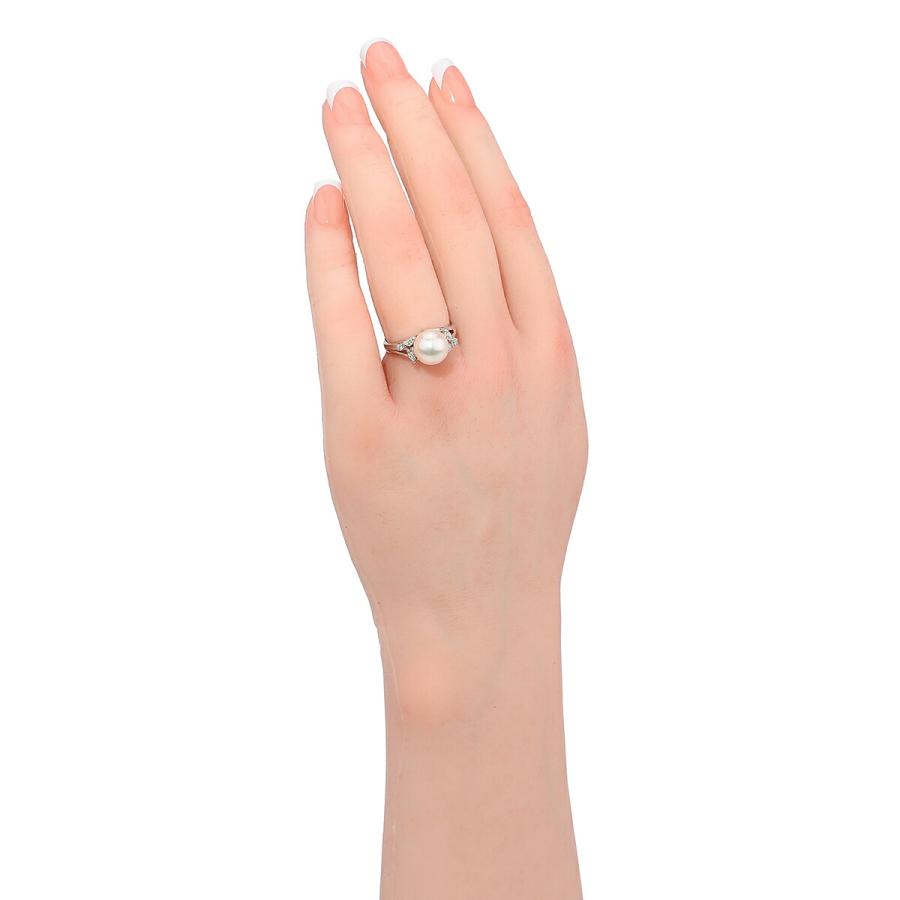 【最終価格】ミキモト Pt950 真珠 パール約8.4mm ダイヤ10石 リング MIKIMOTO ミキモト パールリング 指輪 真珠 ダイヤモンド Pt950