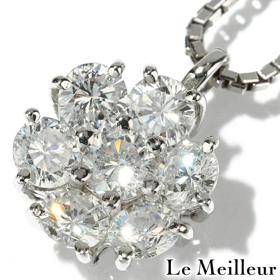 ネックレス プラチナダイヤモンドネックレス 1.02ct フラワーデザイン