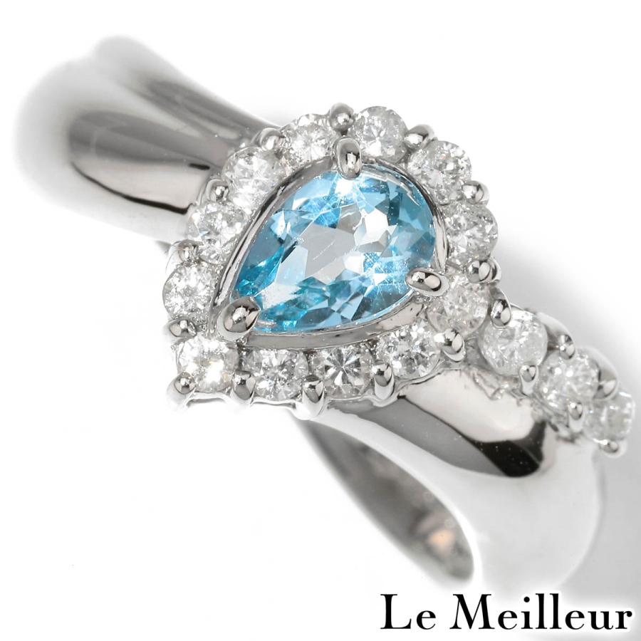 ブルートパーズ 0.3ct ダイヤモンド 0.22ct プラチナ Pt900 リング 8号 