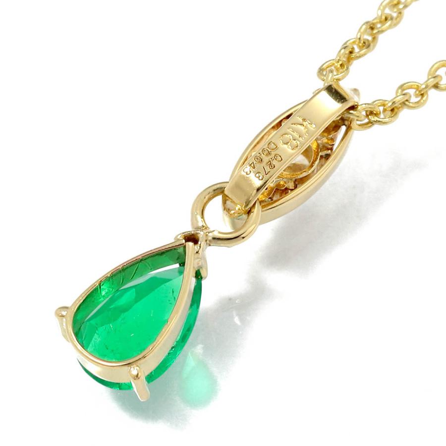 ドロップモチーフペンダントネックレス エメラルド 0.273ct 