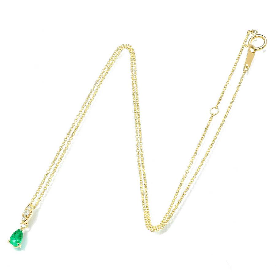 ドロップモチーフペンダントネックレス エメラルド 0.273ct 