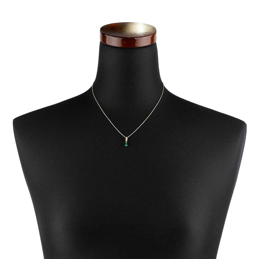ドロップモチーフペンダントネックレス エメラルド 0.273ct 