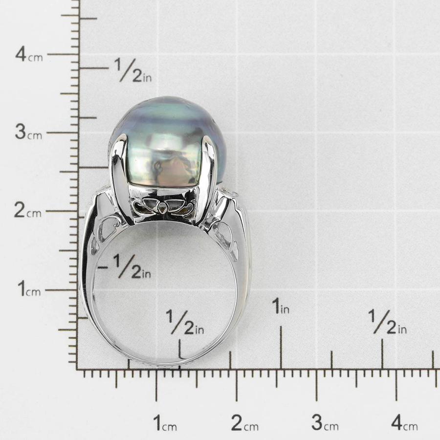 黒蝶真珠 14.7mm ダイヤモンド 0.22ct プラチナ Pt900 パールリング 15 