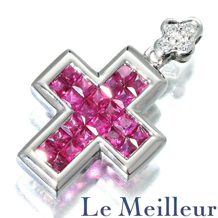 レ・エッセンシャル K18WG ダイヤモンド ペンダントトップ クロス