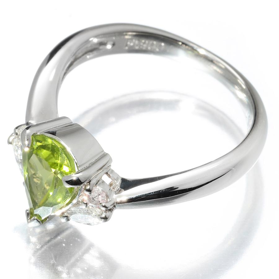 しずくモチーフ リング 指輪 ペリドット ダイヤモンド 0.23ct Pt900 9 