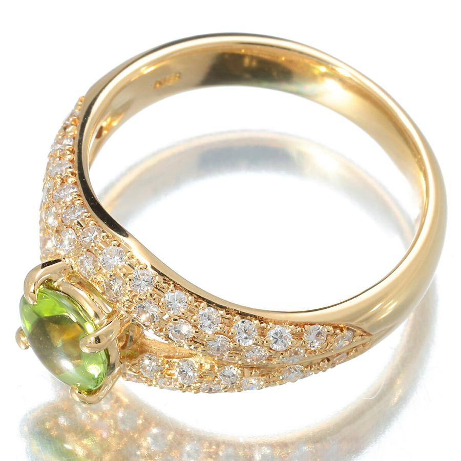 パヴェ立爪 リング 指輪 ペリドット 0.88ct ダイヤモンド 0.7ct K18 13  