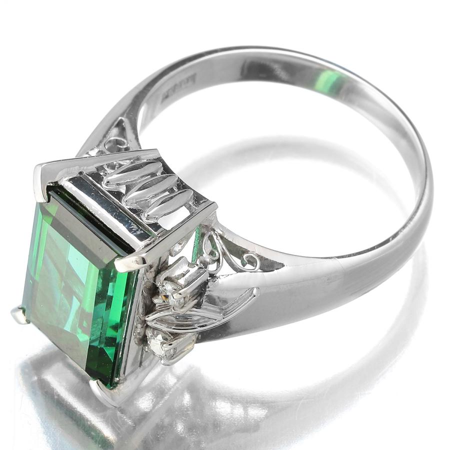リング 指輪 グリーントルマリン 2.85ct ダイヤモンド Pt900 10号 中古  