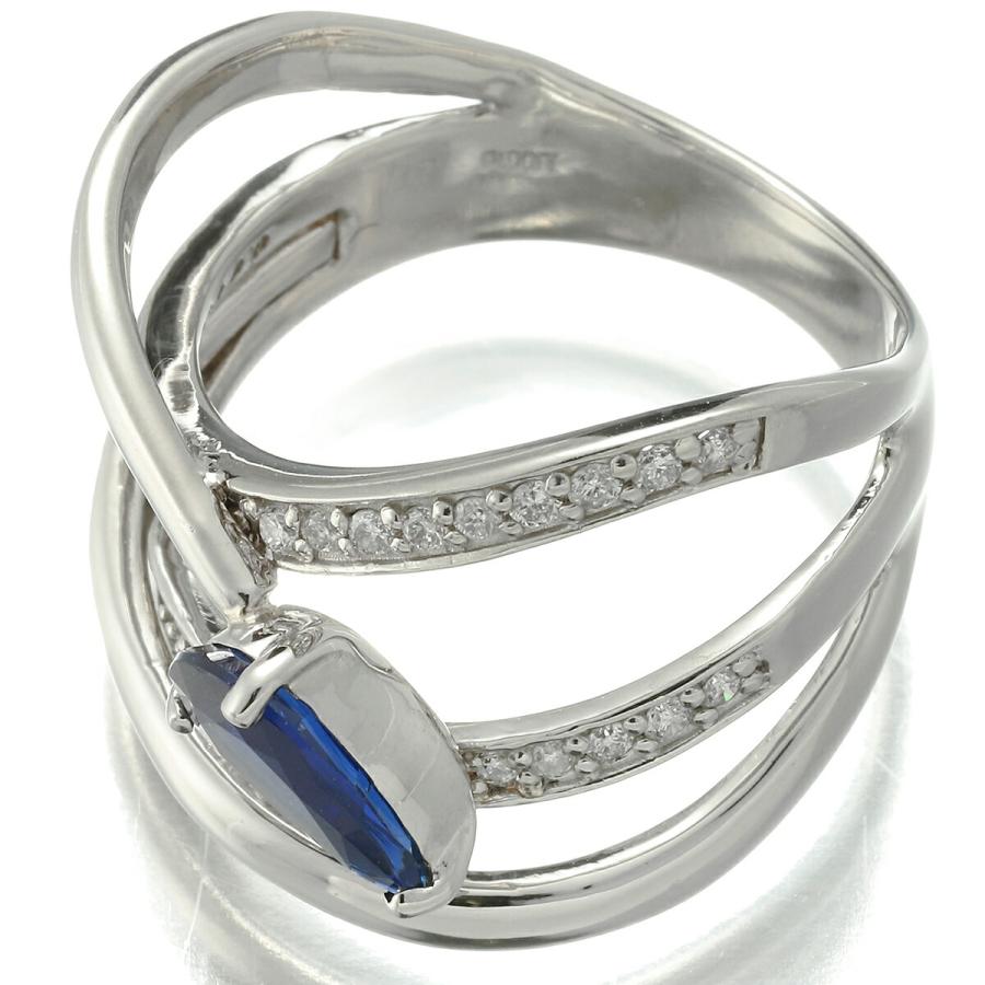 クロスラインリング 指輪 サファイア 0.91ct ダイヤモンド PT900 12号  