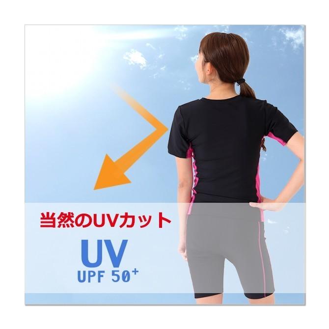 フィットネス水着 レディース 競泳水着 キャップ セット 半袖 セパレート 大きいサイズ 体型カバー めくれ防止 M-MB135 | LE MODE de toi | 24