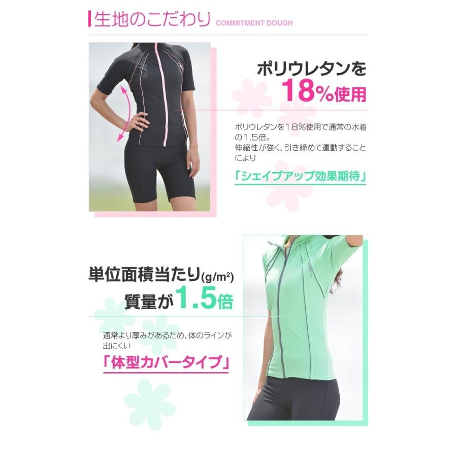 フィットネス水着 レディース スイムキャップセット 半袖 セパレート 大きいサイズ 体型カバー 水着 めくれ防止 宅急便送料無料 NSMB106 | LE MODE de toi | 09