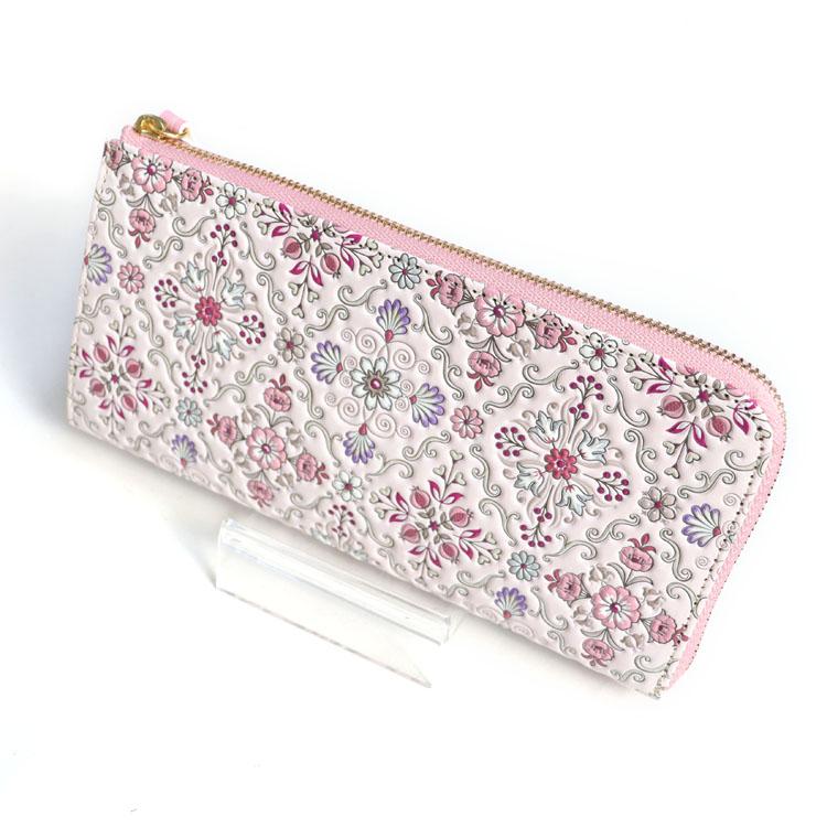 浅草文庫 シルクロードL字ファスナー長財布 ピンク : インテリア雑貨