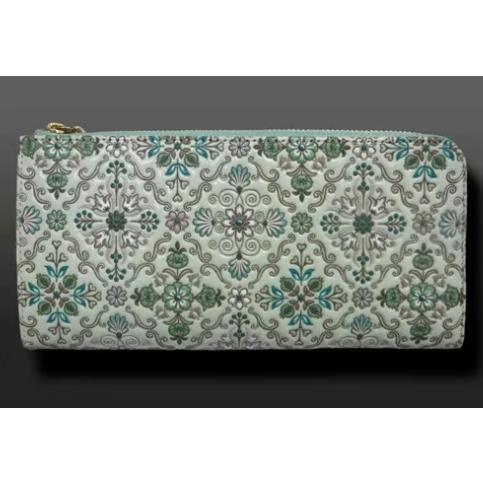 浅草文庫 シルクロードL字ファスナー長財布 グリーン : インテリア雑貨