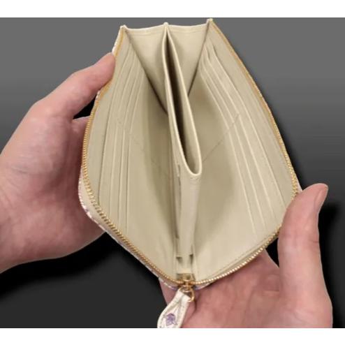 浅草文庫 金彩小桜 L字ファスナー長財布 イエロー : インテリア雑貨