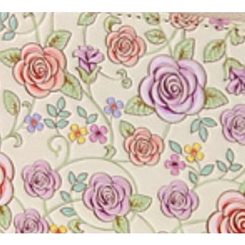 浅草文庫 バラ柄 ラウンド長財布 浅草文庫 浅草文庫革 バラ柄ラウンドファスナー長財布 ピンク