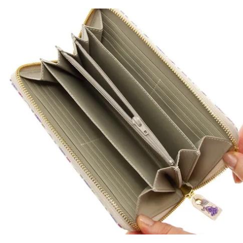 浅草文庫 浅草文庫革 バラ柄ラウンドファスナー長財布 ワイン