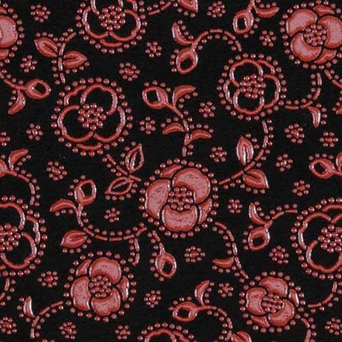 印傳屋 レディースファッション 印伝 L字ファスナー長財布 黒革 赤漆 黒