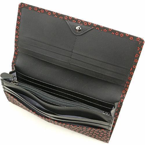印傳屋（INDEN-YA） 印伝 2308 長財布 黒地／赤漆 小桜 : インテリア 