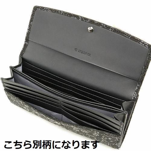 1114 ファッション 甲州印伝 印傳屋 長財布 クレマチス柄 黒地黒漆の品