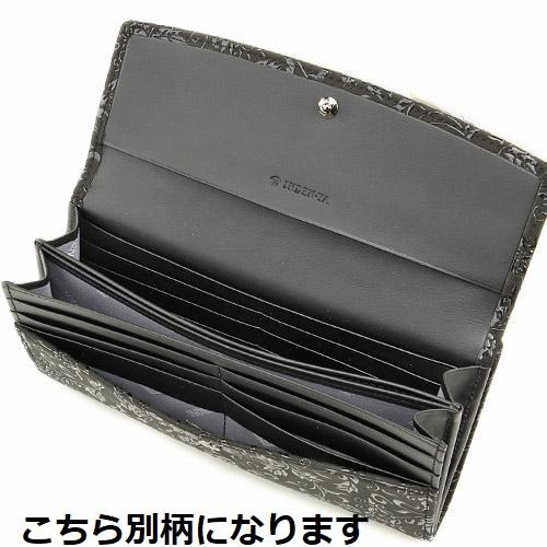 印傳屋（INDEN-YA） 印伝 2310 長財布 黒地／黒漆 ローズ小 