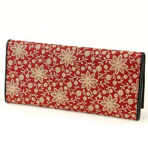 印傳屋（INDEN-YA） 印伝 2311 長財布 赤地／白漆 クレマチス