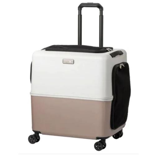 ペチコ ペット用キャリーケース ピンクベージュ×ホワイト Lサイズ PETico ペットキャリー Lサイズ ピンク/ホワイト : インテリア雑貨