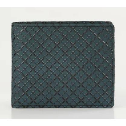 印傳屋（INDEN-YA） 印伝 HISOCA 9406 二つ折り財布 グリーン 七宝繋ぎ