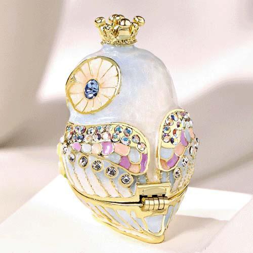 ジュエリーボックス ローズクラウンふくろう（ブルー） : インテリア