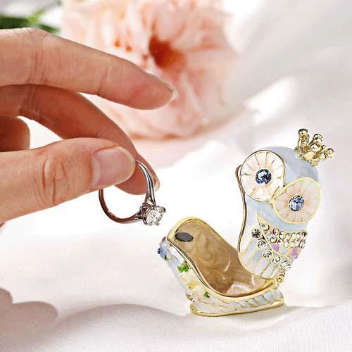 ジュエリーボックス ローズクラウンふくろう（ブルー） : インテリア