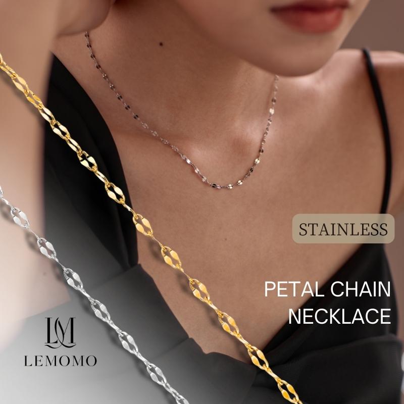 LEMOMO ネックレス レディース 金属アレルギー対応 ペタルチェーン シンプルデザイン ゴールド シルバー ニッケルフリー 重ね 韓国 おしゃれ | 