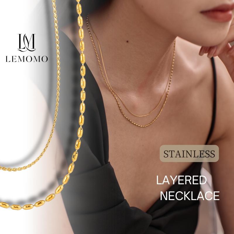 LEMOMO レイヤード ネックレス 金属アレルギー対応 ニッケルフリー 