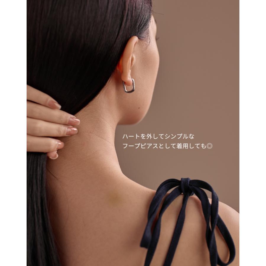 LEMOMO ピアス フープ ハート スワロフスキー パヴェボール ジルコニア ワンタッチ キャッチレス 金属アレルギー ニッケルフリー おしゃれ 韓国 人気 |  | 06