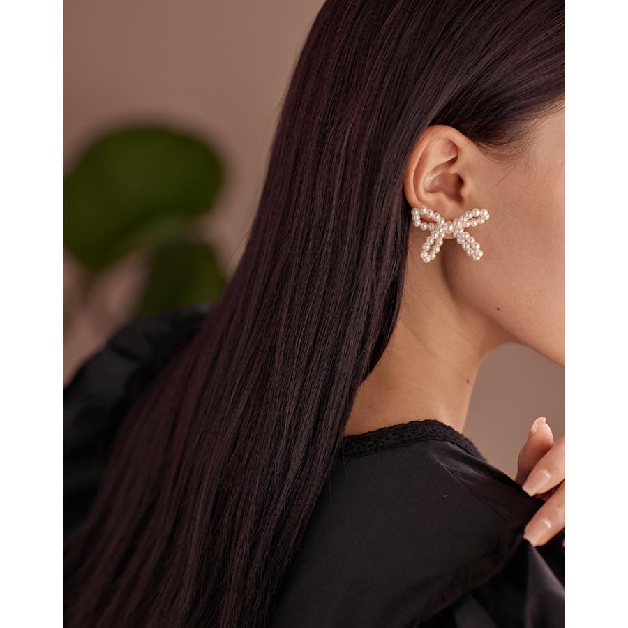 LEMOMO ピアス パール リボン シルバー925　金属アレルギー対応 |  | 02