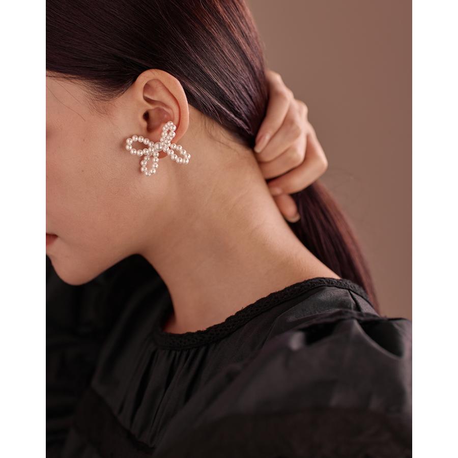 LEMOMO ピアス パール リボン シルバー925　金属アレルギー対応 |  | 03