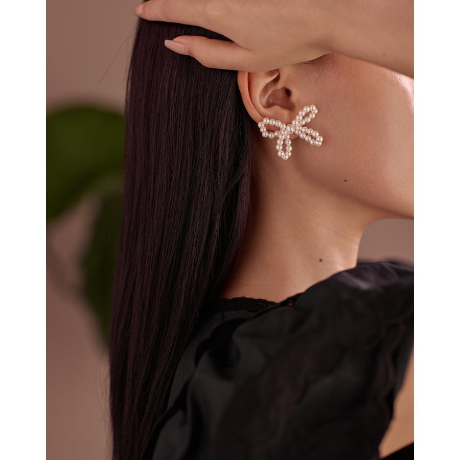 LEMOMO ピアス パール リボン シルバー925　金属アレルギー対応 |  | 09