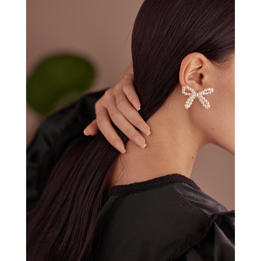 LEMOMO ピアス パール リボン シルバー925　金属アレルギー対応 |  | 08