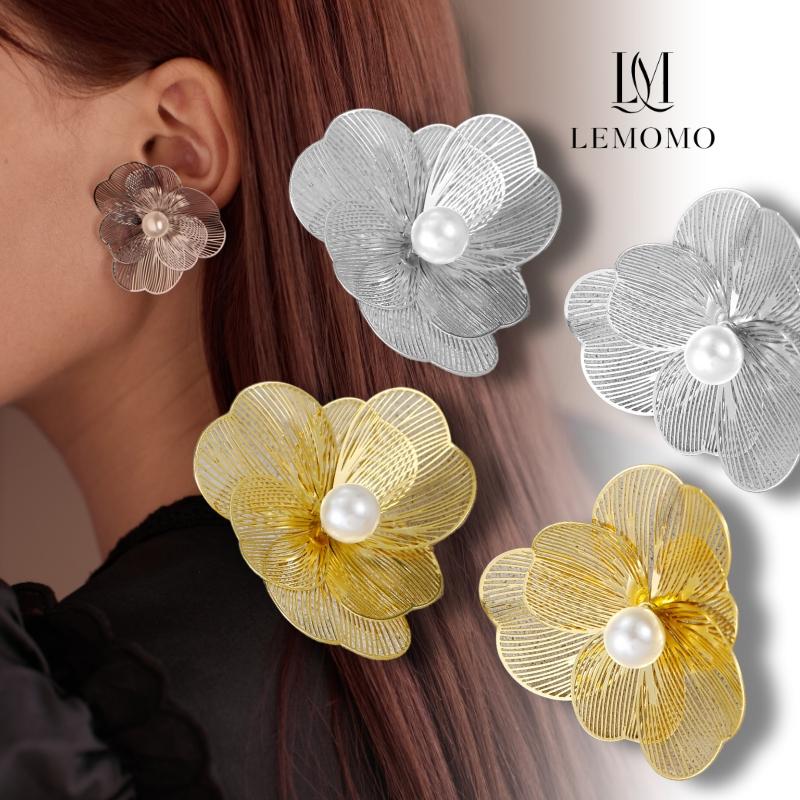 LEMOMO ピアス フラワー 金属アレルギー 花 透かし パール ニッケルフリー おしゃれ レディース インスタ 韓国 人気 トレンド 大人 | 