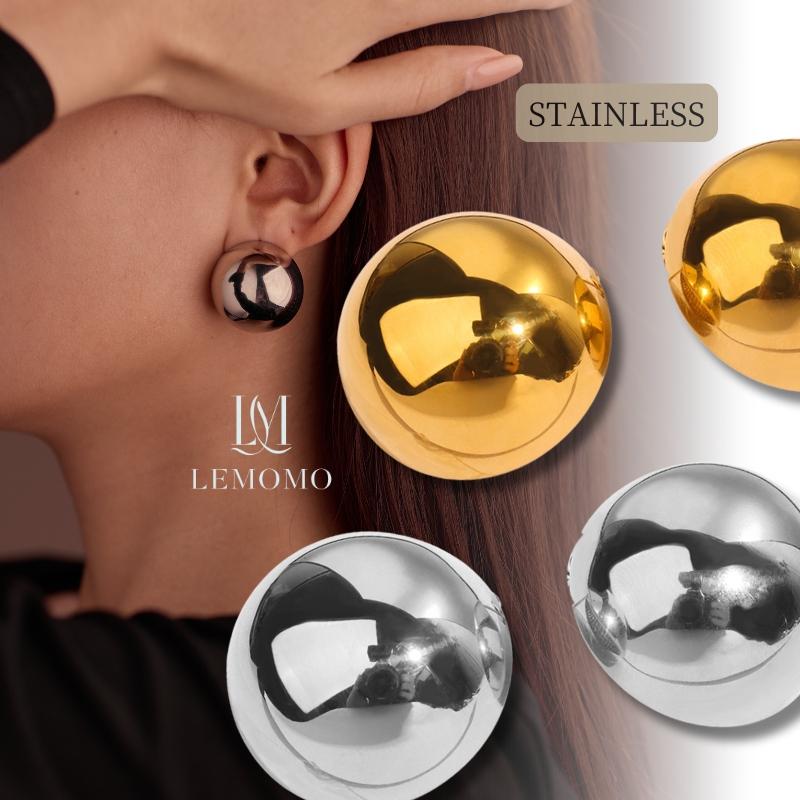 LEMOMO ピアス 金属アレルギー ステンレス メタルボール 大振り 丸玉 シンプル ニッケルフリー おしゃれ レディース インスタ 韓国 人気 トレンド 大人 | 