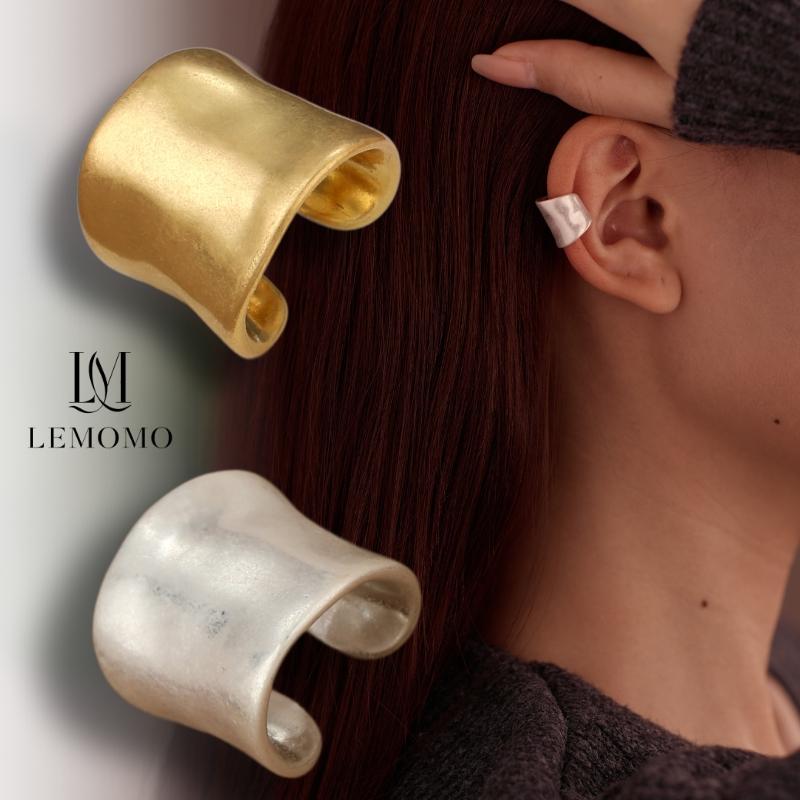 LEMOMO 【片耳用】イヤーカフ シンプル 艶消し マット レイヤード イヤーカフス イヤカフ イヤリング 金属アレルギー 18K ジュエリー ゴールド シルバー | 